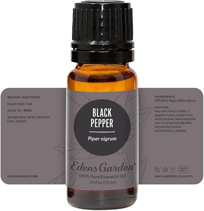 Edens Garden Black Pepper Essential Oil- 100% Pure Premium Grade, Undiluted, Natural, Therapeutic, Aromatherapy, The Best for Diffuser, Skin, Humidifiers, Kid Safe 10 ml (.33 fl oz)