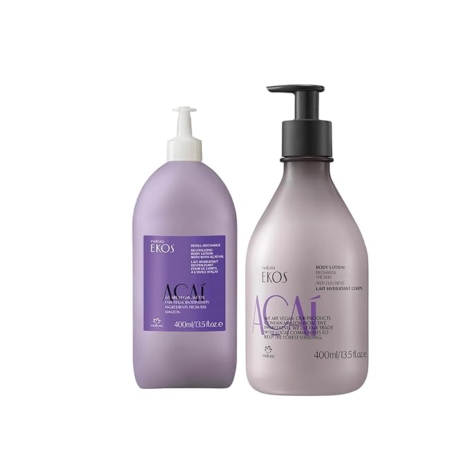 Natura - Ekos Açaí Revitalizing Body Lotion Refill - Vegan - 24 Hours of Soft Skin - Improves Elasticity - Acai Oil - Brazilian Beauty Secrets - Body Care - 13.5 fl oz (400ml)