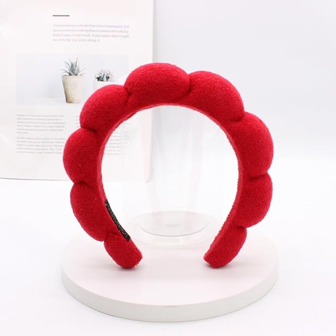 Spa Headband for Washing Face or Facial Makeup - Bubble Skincare Terry Cloth Puffy Headband for Mask Skin Treatment