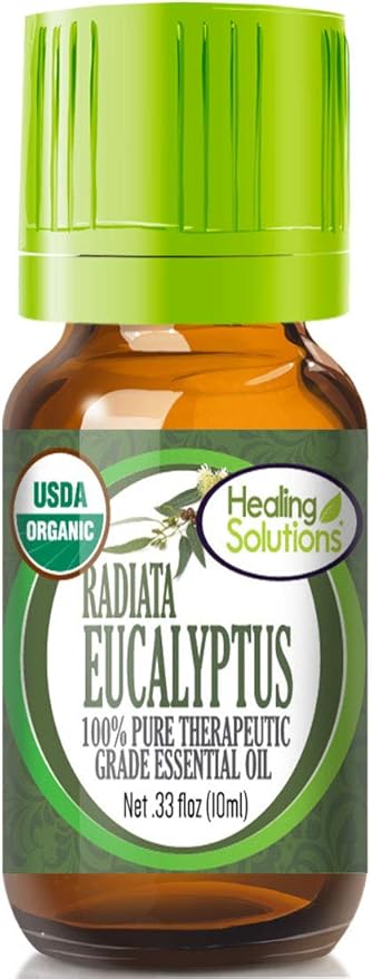 Healing Solutions Eucalyptus Radiata Essential Oil, Organic & Pure, Undiluted, 0.33 oz (10ml), Therapeutic Grade