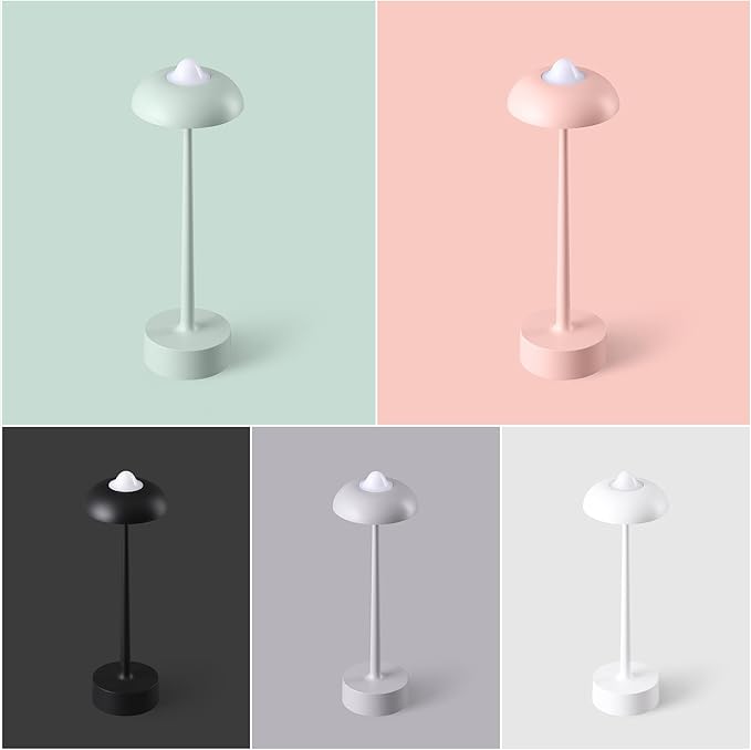 DAWALIGHT Cordless LED Table lamp,5200mAh Outdoor Battery Operated Table Lamp Waterproof,3 Level Stepless Dimming 2700K/4000K/6500K Rechargeable Battery Desk Lamp,Aluminium,White