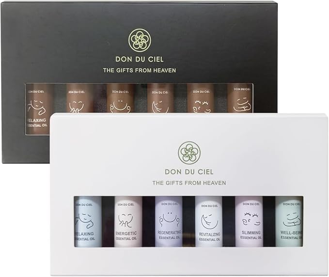 Essential Oil Roll On Blend, Orchid Oil Gift Set, Well-Being, Body Care, Massage, Relaxing, 6 Pack, 0.17oz, Elegant White