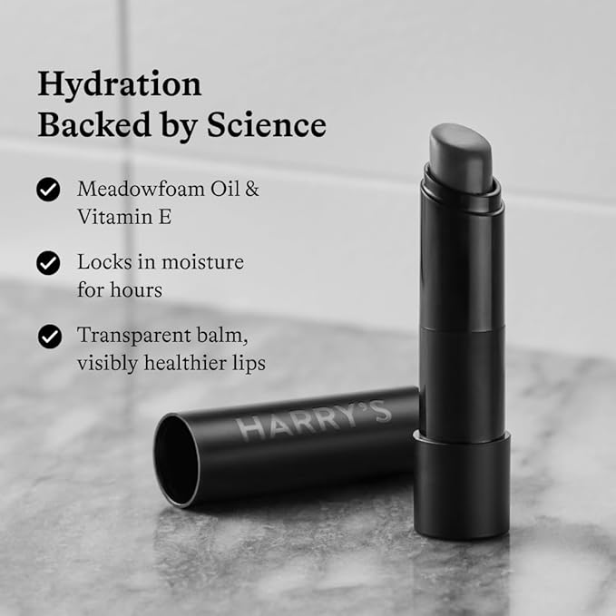 Harry's Black Lip Balm for Men - Hydrating Men's Lip Balm with Natural Finish - Korean Skincare Technology with Meadowfoam Oil (Pack of 2)