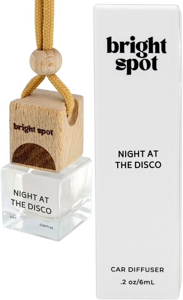 Bright Spot Night at the Disco Car Fragrance - Premium Car Hanging Air Freshener, Long-Lasting Fragrance for Auto and Home | Sultry & Woody | Amber, Cedar, Mahogany, Musk | Vegan & Cruelty Free