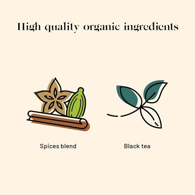 Kusmi Tea - Kashmir Tchai - Organic Black Tea Flavored with Anise, Cardamom, Cinnamon, Ginger & Cloves - Smooth, Flavourful, Caffeinated Tea - Box of 20 Tea Bags