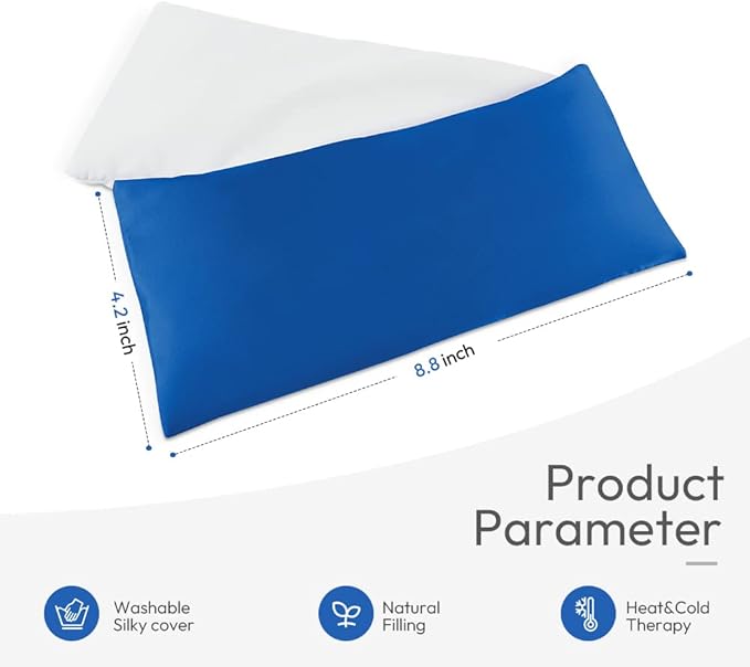 Eye Pillows for Relaxation, Yoga Eye Pillow for Meditation, Microwavable Weighted Eye Pillow for Yoga, Moist Heat & Cold Eye Compress No Scent (Blue)