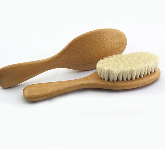 8.86” Short Handle Dry Bath Body Brush Scrubber, Wood Handle Natural Soft Wool Bristles Bath & Shower Brush.
