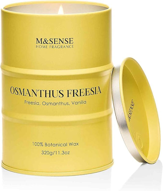 M&SENSE Osmanthus Freesia Scented Candles Natural Non Toxic, Aromatherapy Candle for Stress Relief Meditation Relaxing, Housewarming Gifts for Women Men, 11.3oz 70 Hour Long Burning