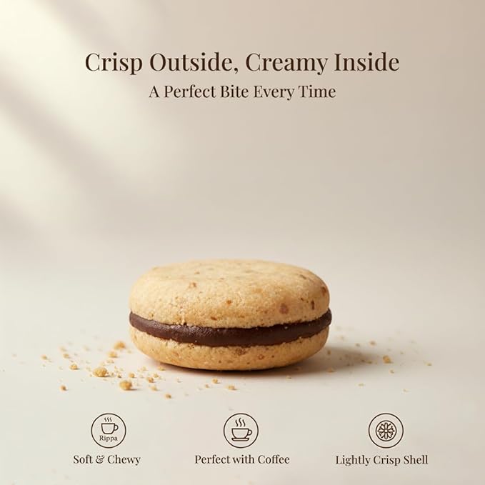 Rippa Baci di Dama Coffee Biscuits- Italian Cookies with Rich Dark Chocolate & Arabica Coffee for Biscuit Lovers & Family Gatherings- Chocolate Biscuit Offering Bold Taste, Crunchy Bite & Tea Enjoyment
