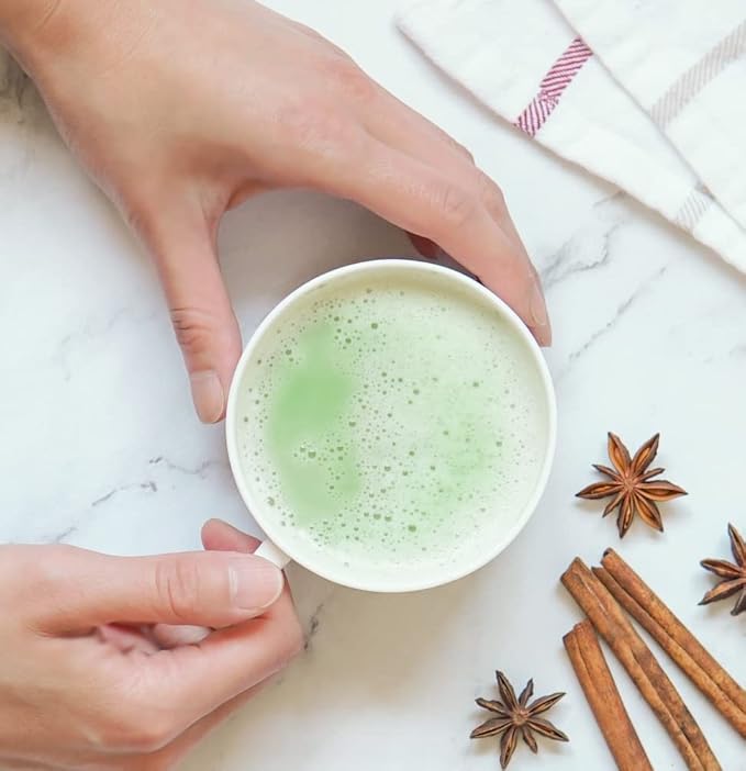 Paromi Tea Matcha with Turmeric, Ginger & Cinnamon 35 Grams, Organic Stone-Ground Organic Green Tea, Serve Hot or Iced, Blend, Whisk, Stir, or Shake into Water or Milk