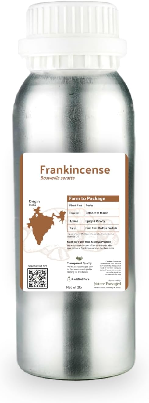 Frankincense Essential Oil - Direct from Madhya Pradesh, India - Pure Essential Oil for Diffusers and Aromatherapy | 100% Pure Therapeutic Grade Natural Aceite de Incienso (2lbs)