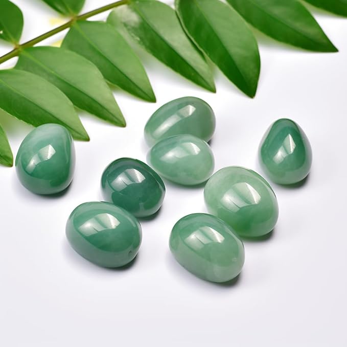 Polished Aventurine Crystal Stones - 2 Pcs of 1.2" Worry Stone for Anxiety, Pocket Palm Stone Super Large Handpicked Natural Tumbled Gemstones for Meditation, Reiki, Chakra Healing, Home Decor