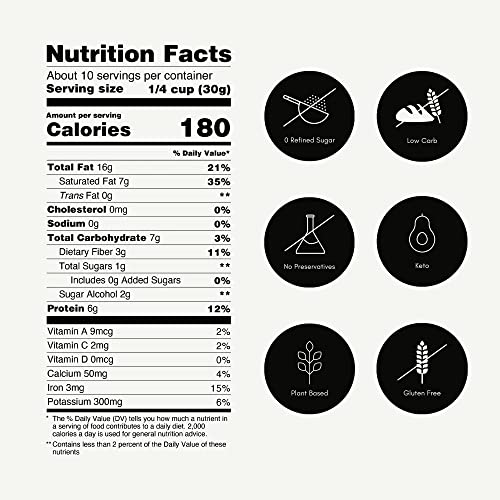 Keto Hana Keto Nut Granola (11oz), Coconut & Almond Plant Based- Low Carb, Low Calorie, High Protein (2g Net Carbs)