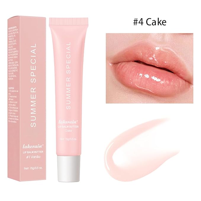 Lip Balm, Lip Butter Balm for Hydration Shine, Mini Neutrals Lip Care Prouct, Moisturizing Tinted Butter Lip Balm Gloss Hydrating Lip Oil for Women (#Cake)