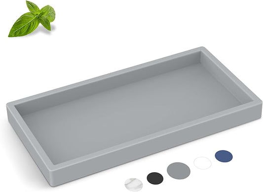 EG-SIPRO High-Grade Thickened Silicone Rectangle Bathroom Vanity Tray - Shatterproof Durable Soap Dispenser Tray for Countertop