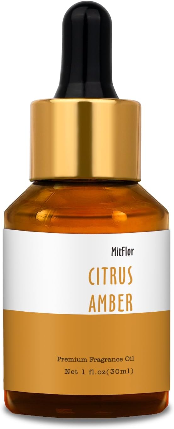 Citrus Amber Fragrance Oil, MitFlor Hotel Collection Diffuser Oil, Large Size Premium Fragrance Oil for Soap & Candle Making, Essential Diffuser Oil for Home Fragrance, 30ml