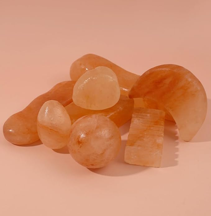2 Pcs Heart Shape Himalayan Salt Massage Stones Hot Massage Cold Massage Stones Set Warm Rocks Kit for Facial SPA