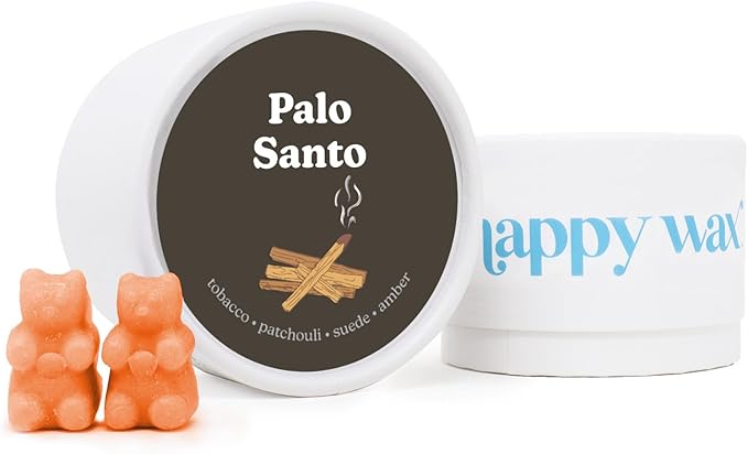 Happy Wax Palo Santo Scented Bear Wax Melts - Natural Strong Woodsy Scented Wax Melts Infused w/Essential Oils - Non Toxic Wax Melt. Scented Soy Wax Melts for Warmers (4 oz Tin)