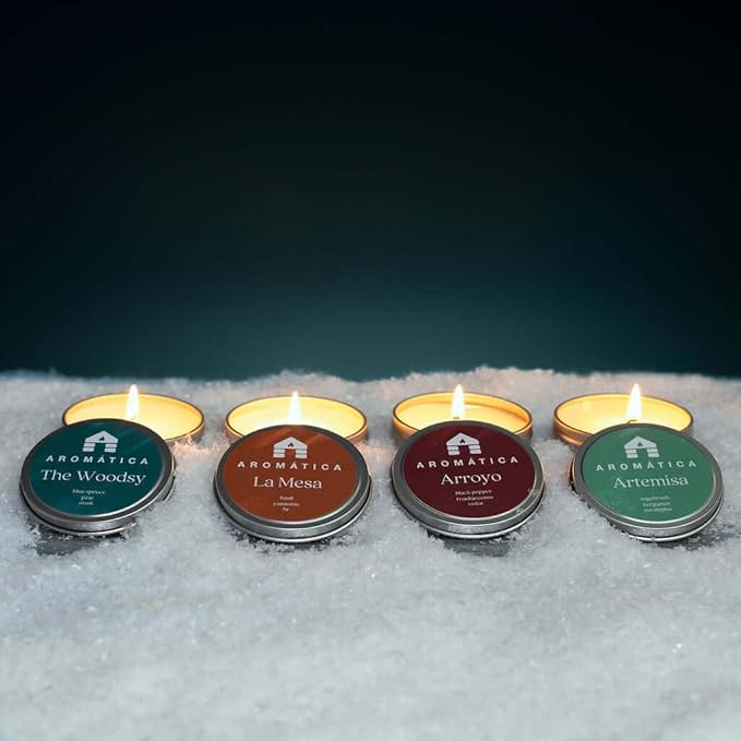 Bluecorn Aromática Scented Candle Sample Tin Set – 7 Clean, Luxurious Fragrances - Coconut Wax - Clean Fragrance & Essential Oils - 6hr Burn Time - Handmade in Colorado Since 1991