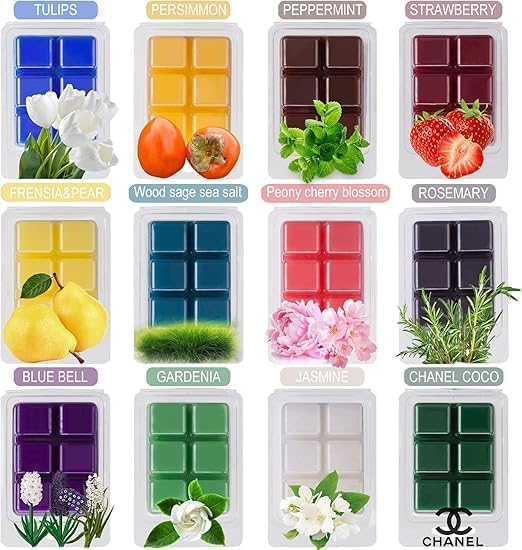 Scented Soy Wax Melts - Set of 12 Assorted 2.5oz Wax Cubes/Tarts - Bulk Value Home Fragrance for Candle Wax Warmer - Refreshing Scents for Your Space