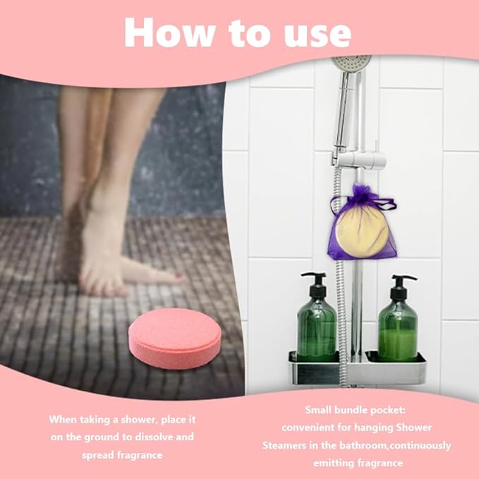 Shower Steamers,30g*6 PCS,Aromatherapy,Fragrance,with Lavender/Peppermint/Orange/Eucalyptus/Rose/Watermelon Scent,Gifts for Friends/Mom/Mother/Wife/Girlfriend/Her/Him,Home Spa (PINK-6SET)