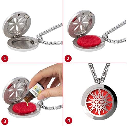 Infinity Flame Knot Essential Oil Diffuser Necklace, Stainless Steel Locket Pendant with 24 inch Chain, 12 Color Refill Pads, Customizable Color Changing Perfume Jewelry Aromatherapy