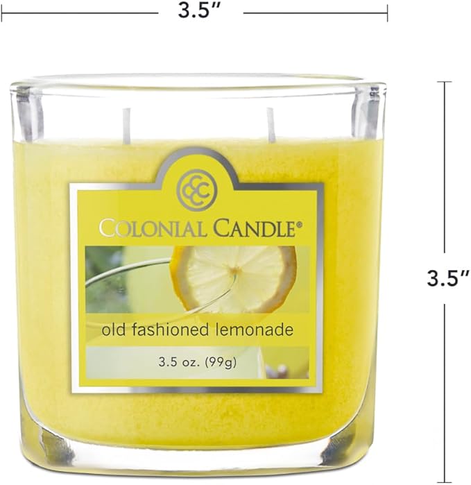 Colonial Candle Old Fashioned Lemonade Jar Candle, 2 Wick, 3.5 oz, Mottled Wax Candle
