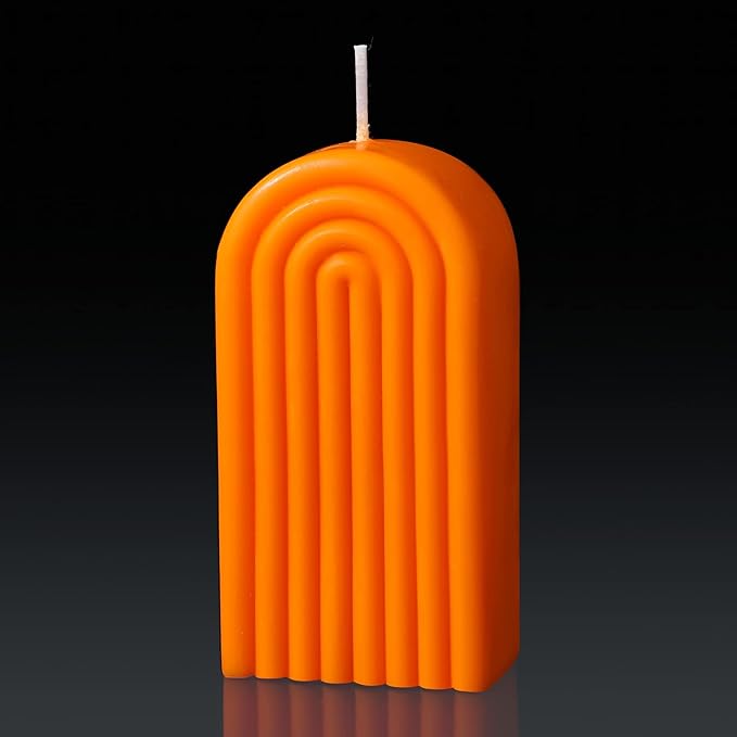 Arch Shaped Candles Geometric Scented Aesthetic Candle Geometric U Shaped Candles Minimalist Candle Aroma Wax Art Decorative Soy for Spa Yoga Birthday Gift Home Party Decor(Orange)
