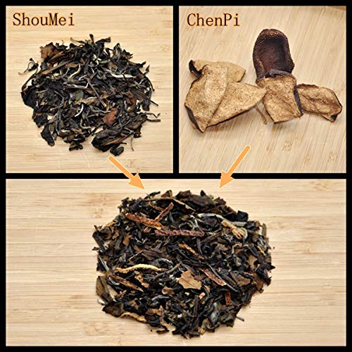 ChaWuWarmSun ChenPi & White Tea Bags,16 Tea bags,8 Count/Box(Pack of 2),3 Years Old ChenPi with ShouMei White Tea Loose Leaf
