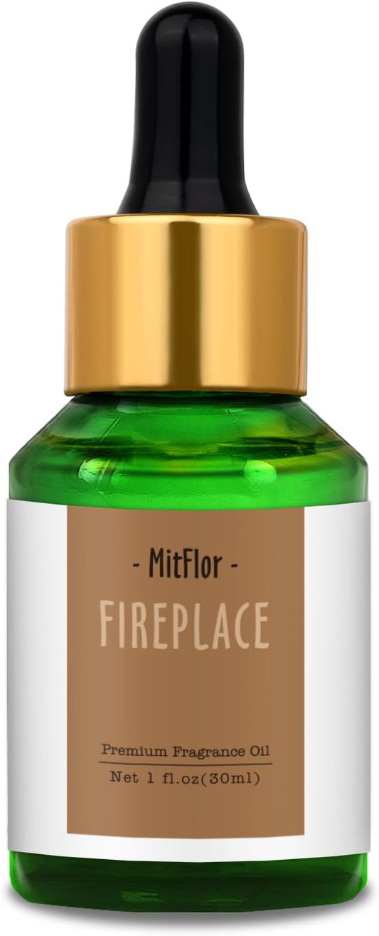 Fireplace Fragrance Oils, MitFlor 30ml Scented Essential Oil for Diffuser, Premium Fragrance Oil for Candle & Soap Making, Winter Aromatherapy Diffuser Oil, Warm & Woody Scent for Home Fragrance