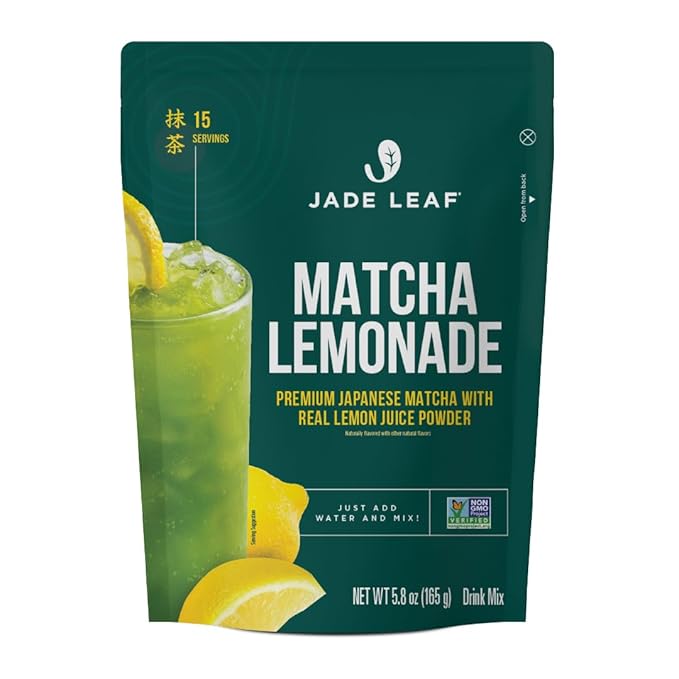 Jade Leaf Matcha Lemonade Mix, Matcha Powder with Real Lemon Juice, Japanese Matcha Green Tea, Barista Crafted Energy Drink (15 Servings, 5.8oz Packet)