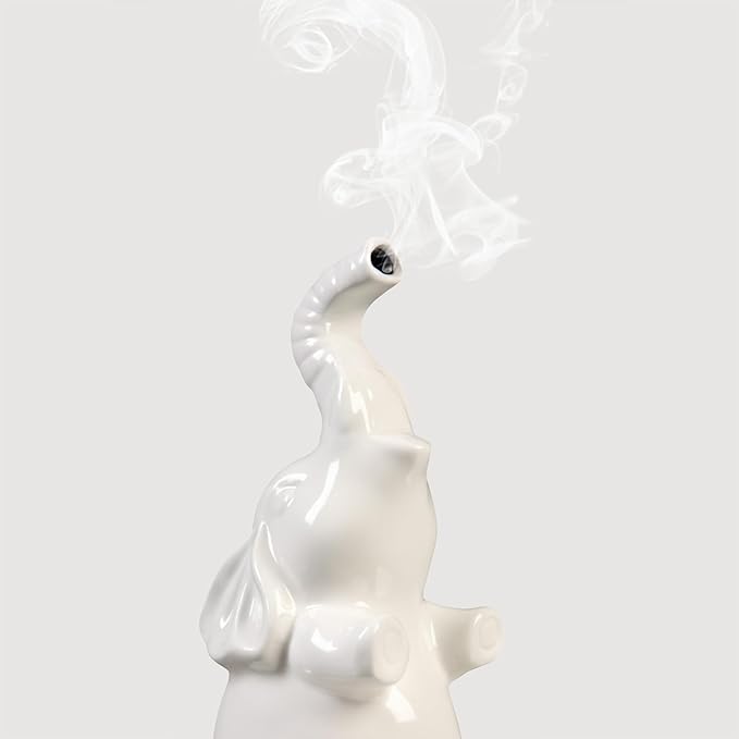 Potiera Small Cute Elephant Incense Holder, Handmade Ceramic Palo Santo and Cone Incense Burner for Meditation Home Decor, Mother's Day Elephant Gifts for Women, Christmas Birthday Gift for Mom Dad