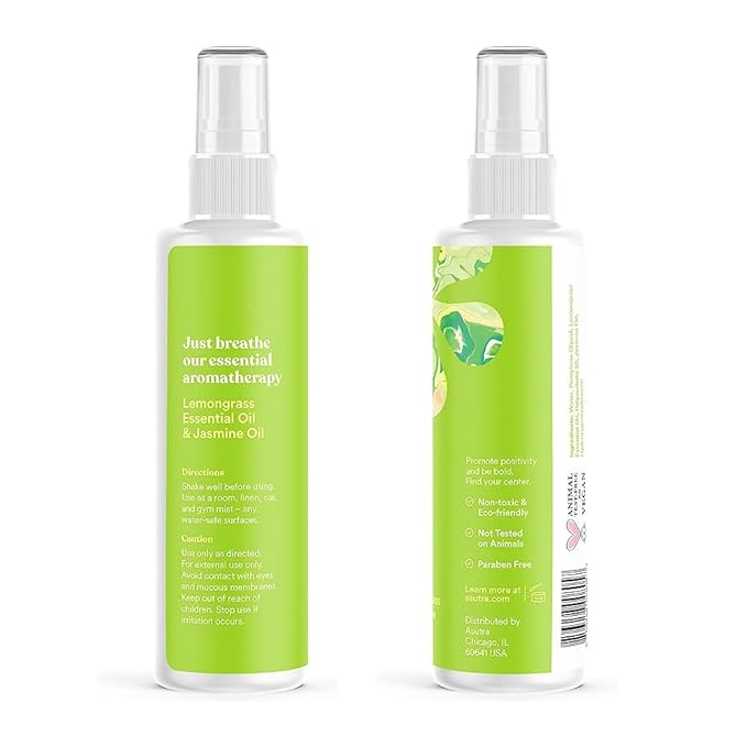 ASUTRA Multi-Use Essential Oil Aromatherapy Spray (Lemongrass & Jasmine), 4 fl oz – Mist for Face, Body, Rooms & Linens – Car, Fabric, and Bathroom Freshener