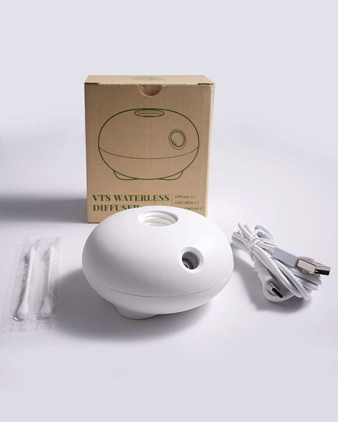 VTS Waterless Diffuser for Essential Oils, Aromatherapy Essential Oil Nebulising Diffuser for Home, Bedroom, Bathroom, Living Room, Outdoor, Office, Car