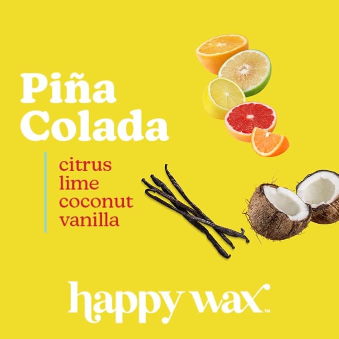 Happy Wax Pina Colada Scented Wax Melts - Natural Strong Summer Scented Wax Melts Infused with Essential Oils - Non Toxic Wax Melt for Warmers - 8 oz Pouch