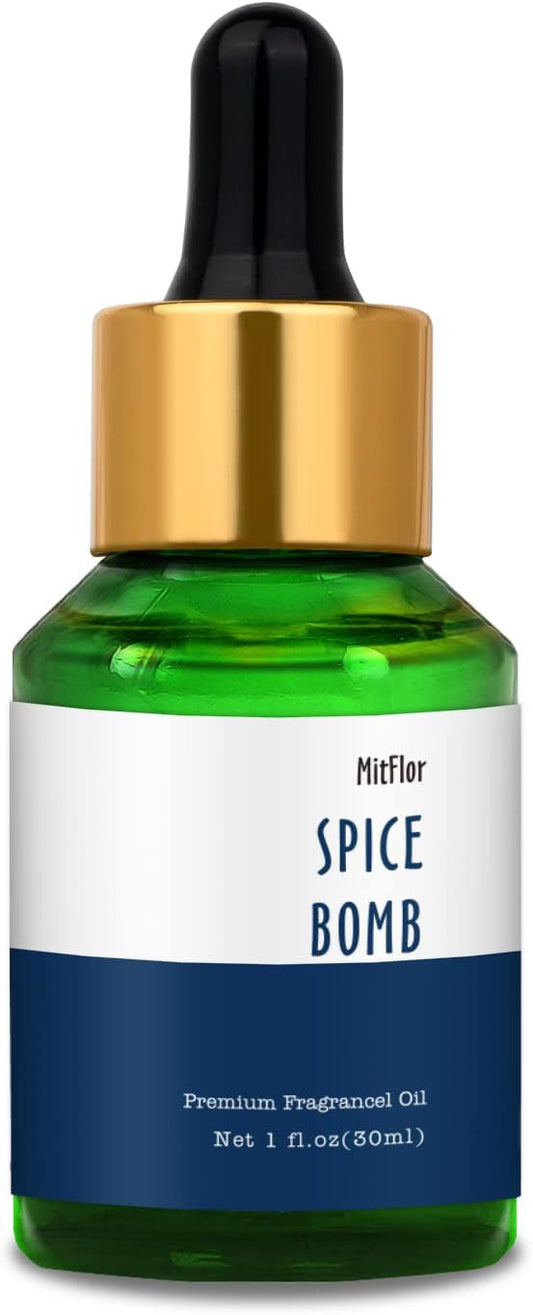 Spice Bomb Fragrance Oil, MitFlor Single Scented Oil, 30ml Premium Grade Fragrance Oil for Soap & Candle Making, Large Size Aromatherapy Essential Oil, Warm Spicy Scent for Home Fragrance