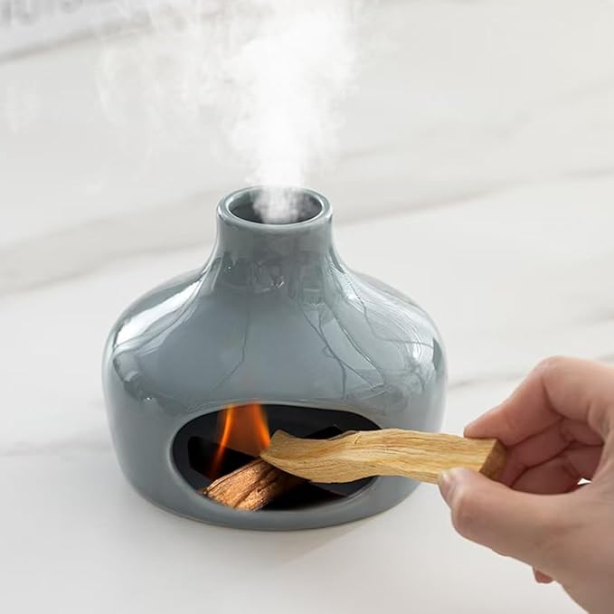 Handmade Ceramic Aroma Holder for Palo Santo Sage and Incense Sticks Meditation Yoga Relaxation Essential with Heat-Resistant Base Natural Home Decor Bowl