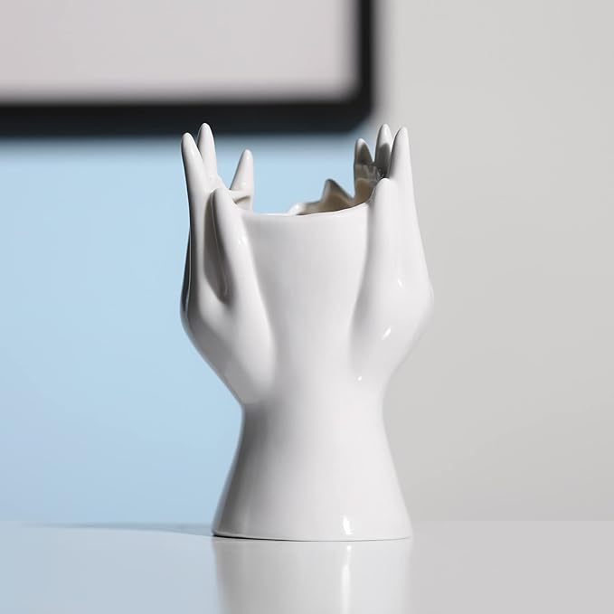 BrownLove Ceramic Face Vase White Flower Vase for Decor Female Form Face Vase Art Vase Modern Decorative Vase Centerpiece for Table Shelf Living Room Office Bedroom