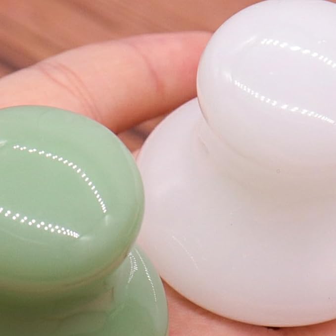 Uonlytech 2Pcs Gua Sha Facial Tools, White Jade Quartz Massage Gua Sha Rollers Stones Scraping Massage Tool for Women Home Spa
