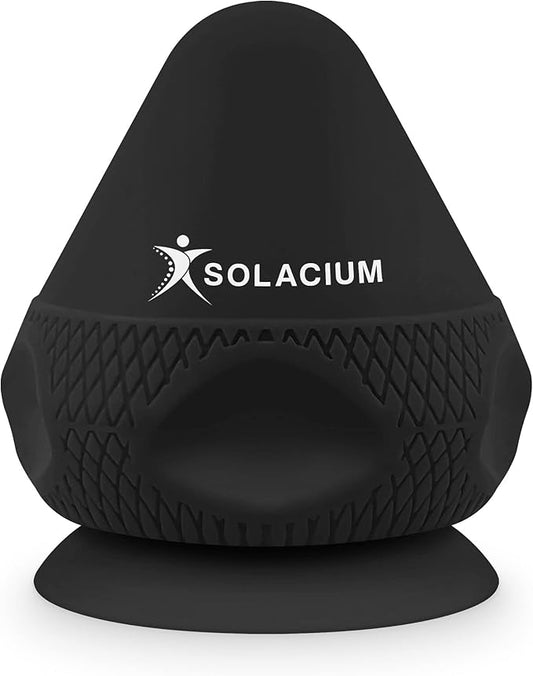 Solacium Mountable Massage Therapy Tool - Multi-Surface Suction Cup Wall Massage Tool for Sore Muscles, Myofascial Release, Stress Relief, Trigger Point and Deep Tissue Massage (Black)