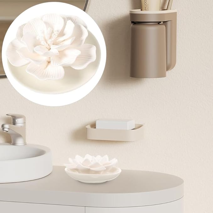 Aromatherapy Diffuser - Ceramic Mini Ddiffuser - Essential Oil Diffuser Stone - Great for Home, Office, Car - White