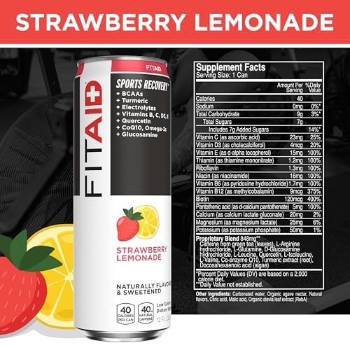 LIFEAID FITAID Workout Recovery Blend, Variety Pack, BCAAs, Glucosamine, Full B Complex, Electrolytes, Omega-3s, 100% Clean, Vegan, Naturally Sweetened & Flavored, 12-oz. cans (Pack of 24)