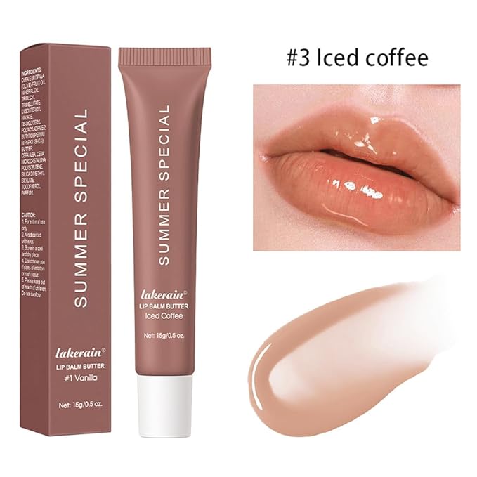 Lip Balm, Lip Butter Balm for Hydration Shine, Mini Neutrals Lip Care Prouct, Moisturizing Tinted Butter Lip Balm Gloss Hydrating Lip Oil for Women (2PCS)