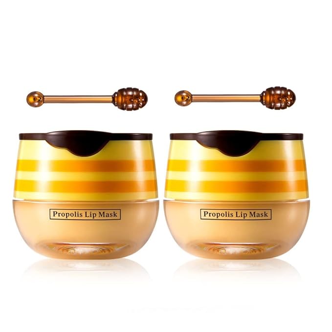 Honey Pot 2-in-1 Lip Balm & Mask - Hydrating, Exfoliating, Plumps & Fades Lip Lines - Sleeping Mask With Honey Spoon