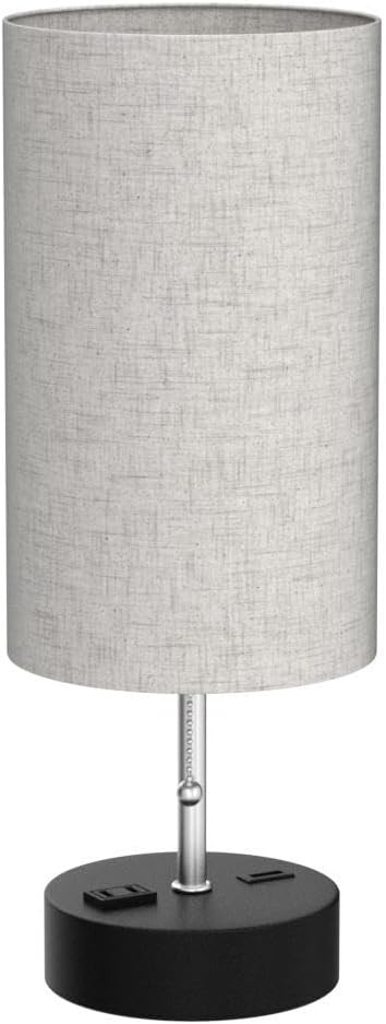 3-Color Temperature Bedside Lamp Nightstand Lamp with USB A Port and C Port, Table Lamp for Bedroom with LED Bulb Small Lamps for Living Room (Otmeal)