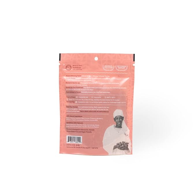 JusTea LITTLE BERRY HIBISCUS | Loose Leaf Herbal Tea | Recyclable Refill Pouch | 40+ Cups (3.2oz) | Caffeine Free | Award-Winning | Fair Trade | Non-GMO