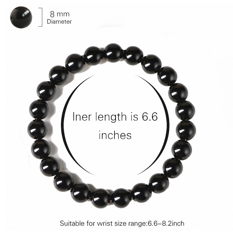 Black Tourmaline Bracelets Sets For Men Protection Bracelets For Women Chakra Feng Shui Stretchy Obsidian Agates 8mm Beaded Bracelets Lucky Handmade Bracelets(Tourmaline 2pcs)