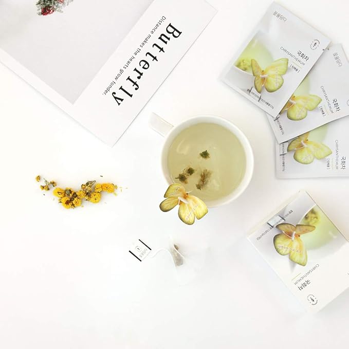 KKOKDAM Korean Tea Gift Set – 6 Flavor Butterfly Tea Bag Sampler – Elegant Box for Tea Lovers - Perfect as Unique Gifts or Gift Set for Women