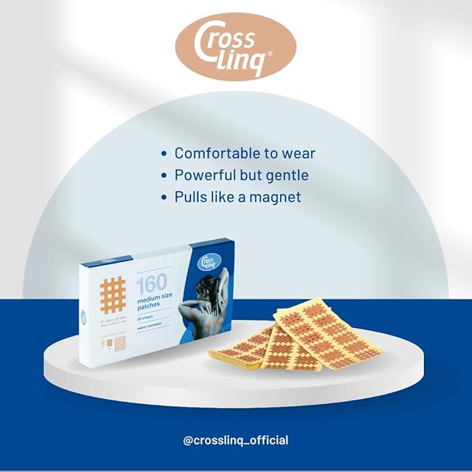 CrossLinq Acupressure Patches | Acupuncture Patch for Scars & Muscle Pain | Crosshatch Pain Patches | Non-Elastic Crosspatches | Large | (Pack of 40)