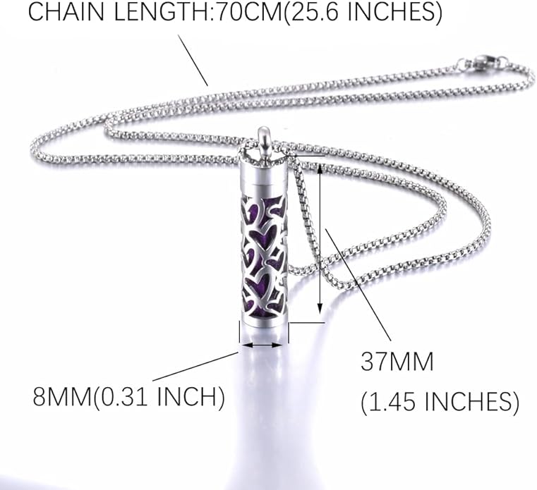 H&PY 2PCS/lot Essential Oil Necklace for Women, Aromatherapy Pendant Necklace 316L Stainless Steel Diffuser Necklace, Essential Oil Jewelry Gift for Men Women, Couple fragrance necklace